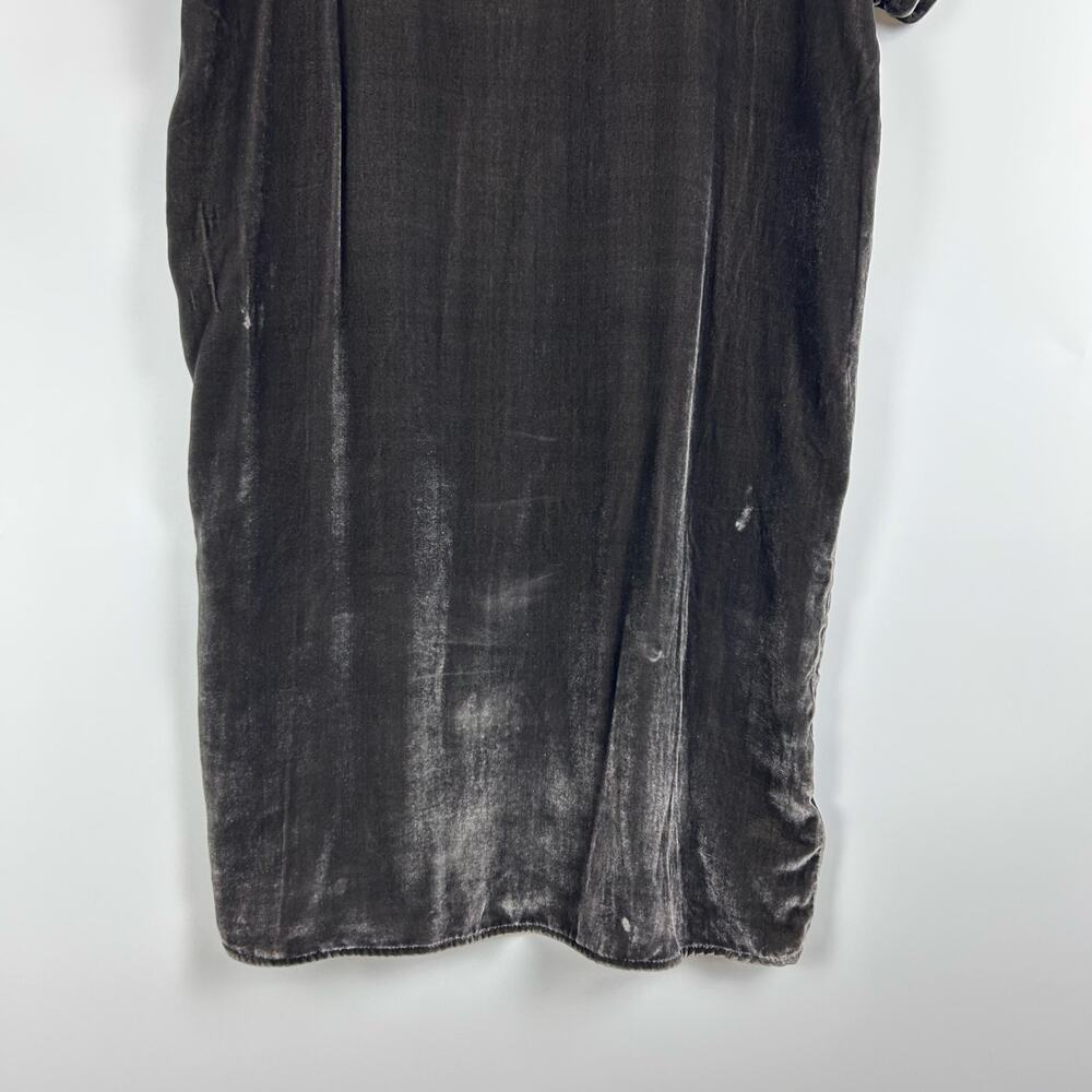 Madewell Velvet Silk Blend Mini Dress Gunmetal Gray Bow Tie Shift Womens Size XS - Picture 5 of 11